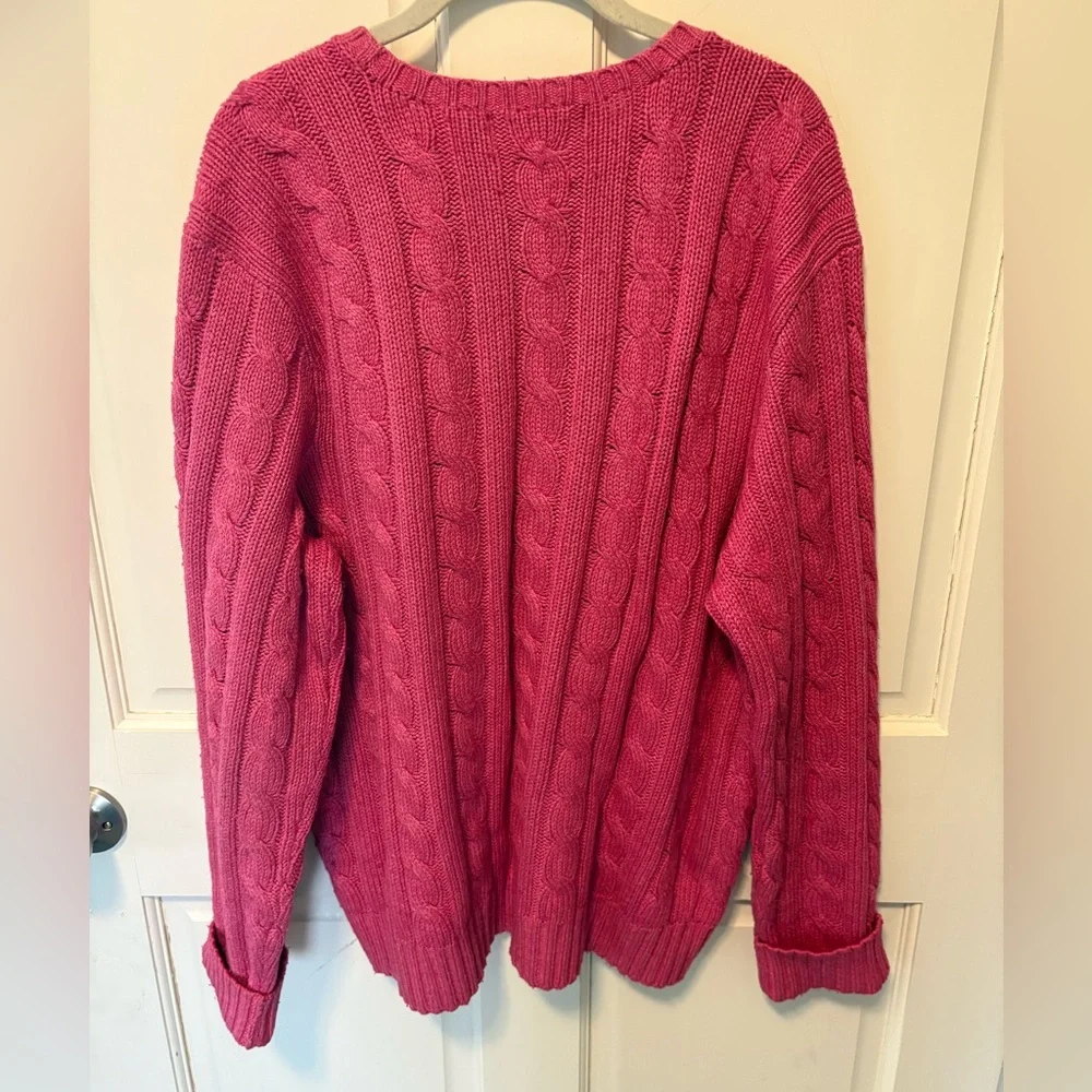 Polo by Ralph Lauren 100% tussah silk pink cableknit crew sweater men xl x-large - Picture 4 of 4